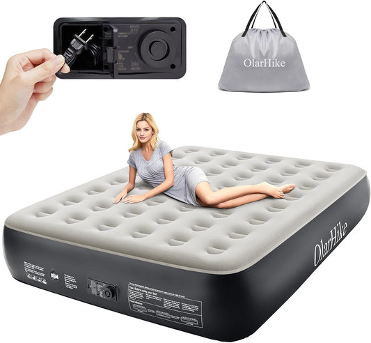 OlarHike Queen Air Mattress with Built in Pump,Inflatable Blow Up Airbed with Storage Bag,13" High - Bellso