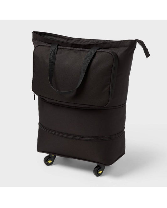 Collapsible Rolling Tote Soot Black - Bellso