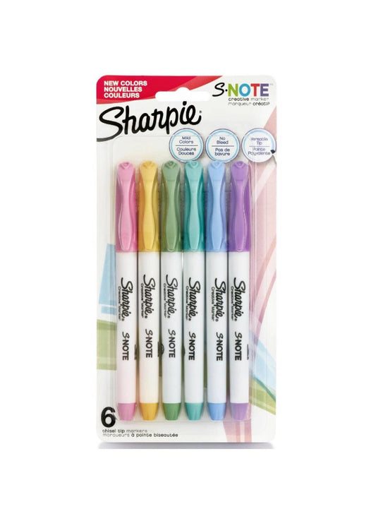 Sharpie S-Note Point Style Chisel Marker, Assorted Color - Pack of 6/ - Bellso