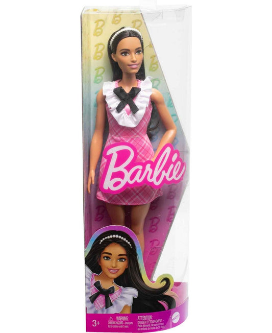 Barbie Fashionistas Doll 209 with Black Hair and a Plaid Dress - Bellso