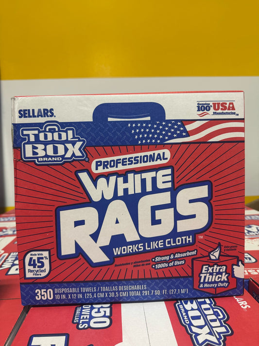 Sellars Toolbox Brand Professional White Rags 350 Towels - Bellso