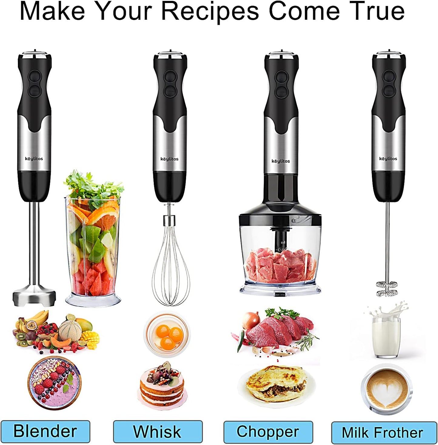 Keylitos 5 in1 Immersion Hand Blender, Powerful 12 Speed - Bellso