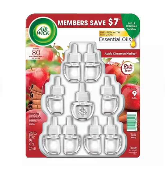 Air Wick Scented Oil Air Freshener Refills, Apple Cinnamon, 9 ct. - Bellso