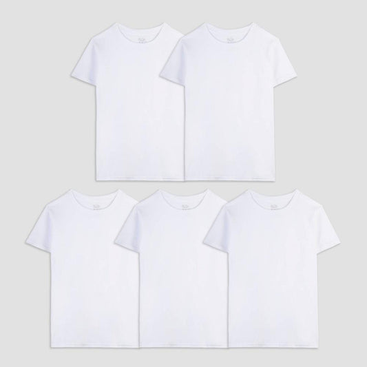 Fruit of the Loom Boys White Crew T-Shirts 5 Pack - Bellso
