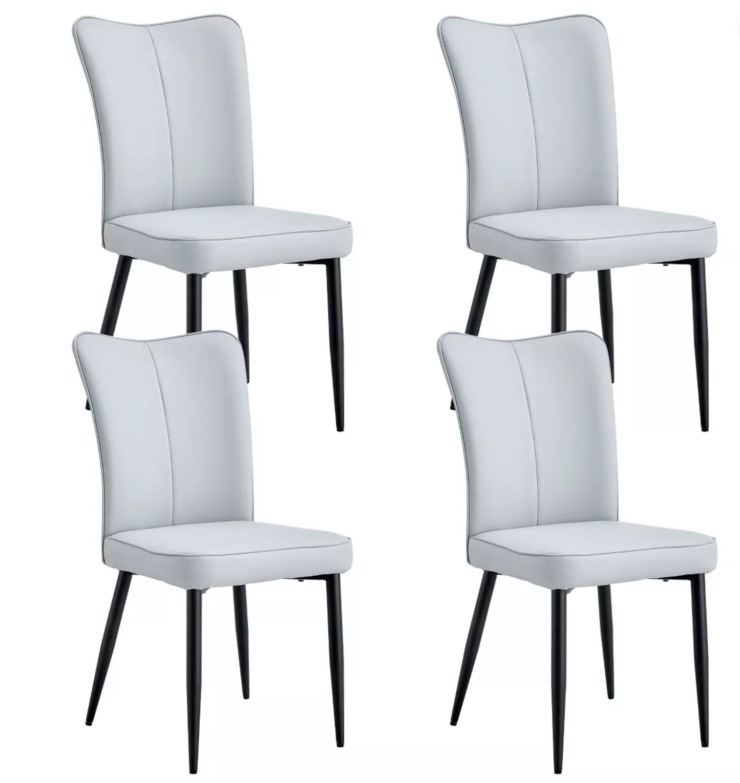 NicBex Dining Chairs Set of 4,Modern Dining Room Chairs with PU Leather Curved Backrest and Metal Legs - Bellso