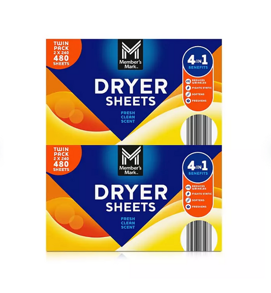 Member's Mark Fabric Softener Dryer Sheets, Fresh Scent, 480 ct. $10.98 - Bellso