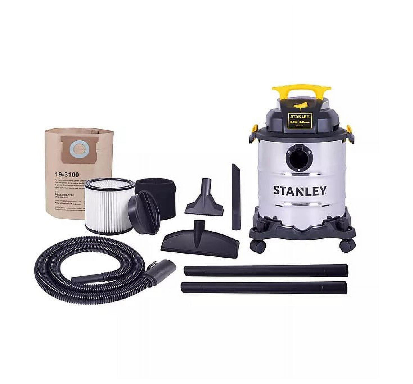 Stanley 6 Gallon Wet/Dry Vacuum 5.0- Peak HP Stainless Steel - Bellso