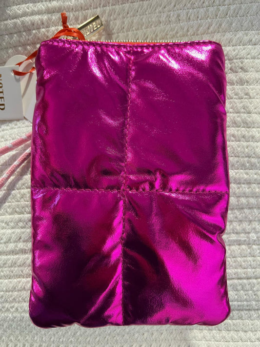 NOTED by Post-It Zippered PINK PUFFER PEN POUCH Lined Gold Hardware NWT - Bellso