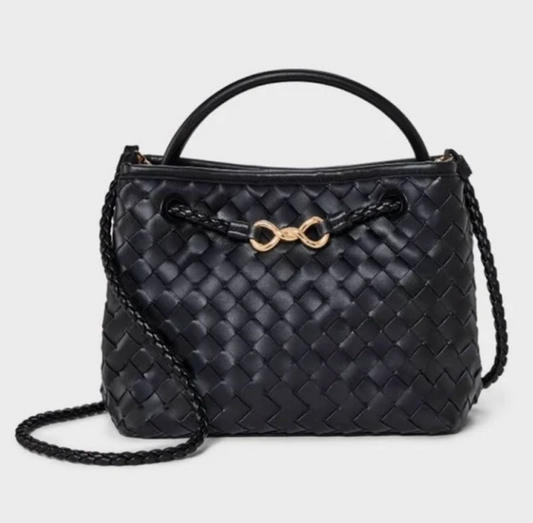 Check Woven Satchel Handbag - Bellso