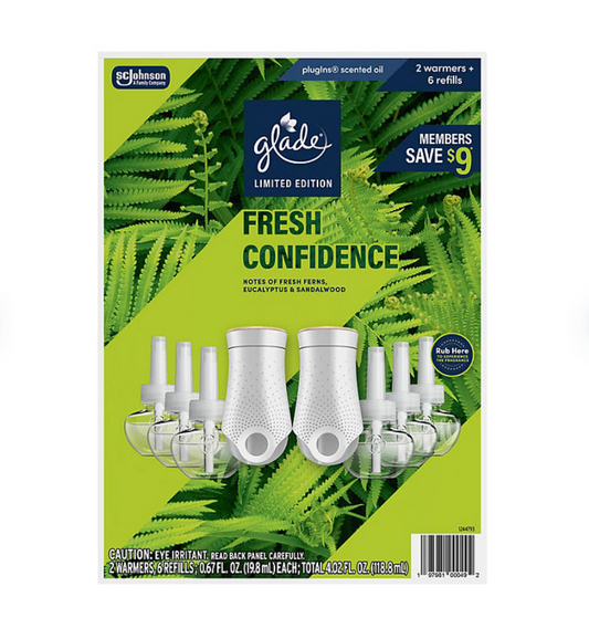 Glade PlugIns Scented Oil, Fresh Confidence, 2 Warmers + 6 Refills - Bellso