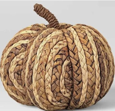 Medium Woven Pumpkin Dark Two Tone Pumpkin Figurines - Bellso