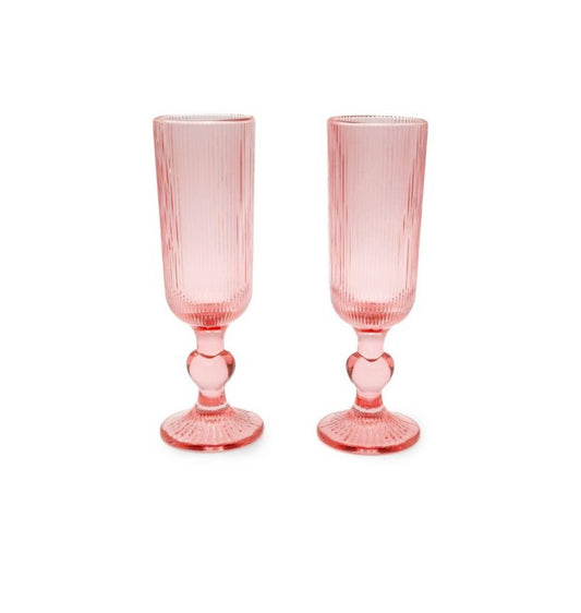 5fl 0z 2pk Glass Flutes Pink - Bellso