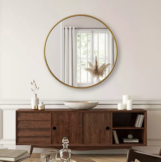 Jill Zarin 36" Elegant Round Metal Wall Mirror - Bellso