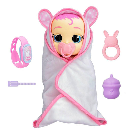 Cry Babies Newborn Coney Interactive Baby Doll with 20+ Baby Sounds and Interactive Bracelet - Bellso