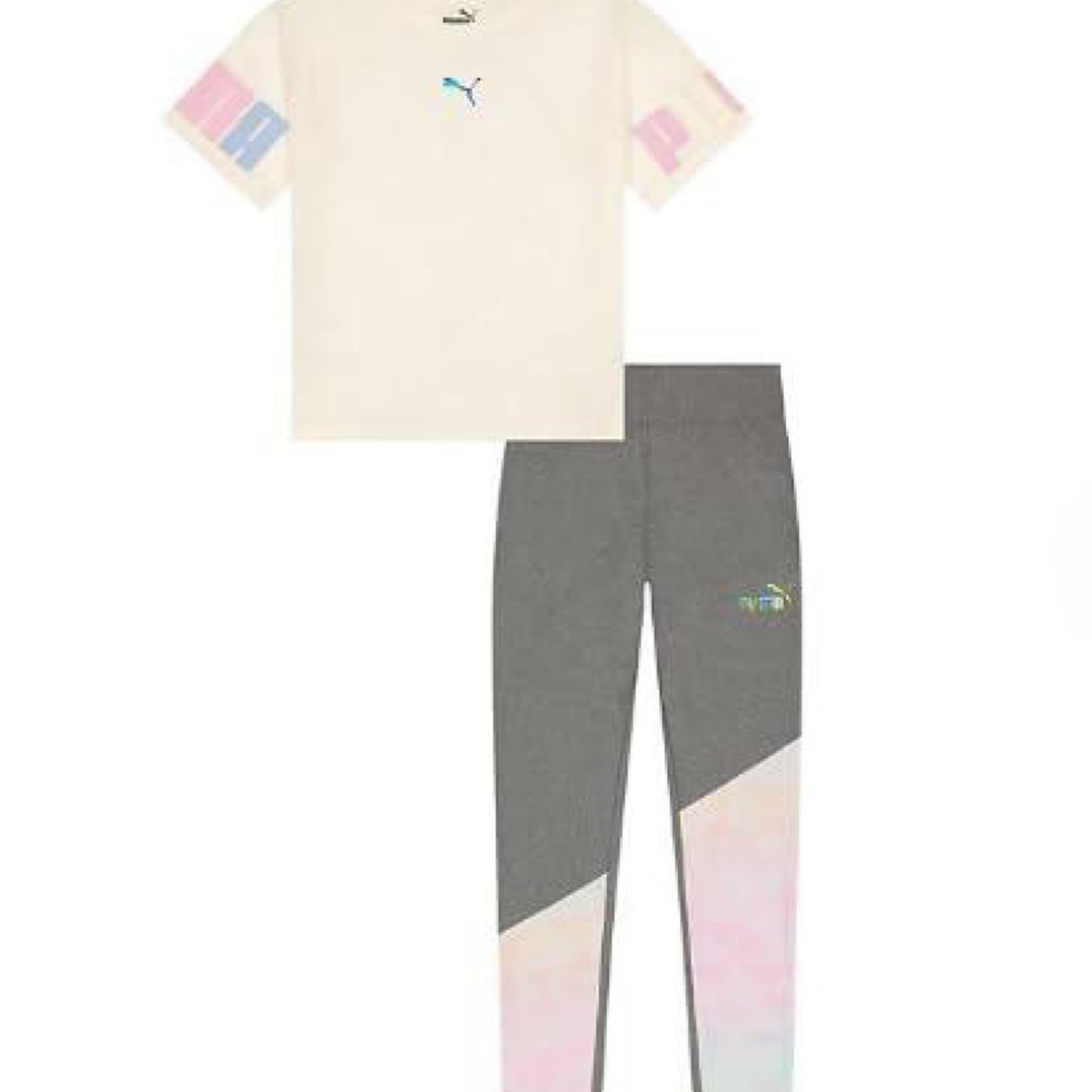 PUMA Girls ' 2 Piece Legging Set Black/Coral Medium (Large) - Bellso