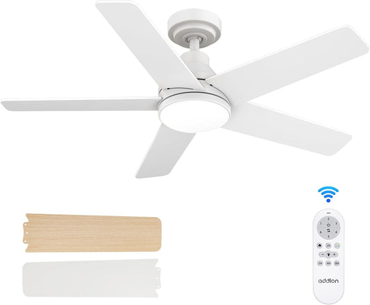 addlon Ceiling Fans with Lights, 42 inch White Ceiling fan with Light and Remote Control, Reversible - Bellso