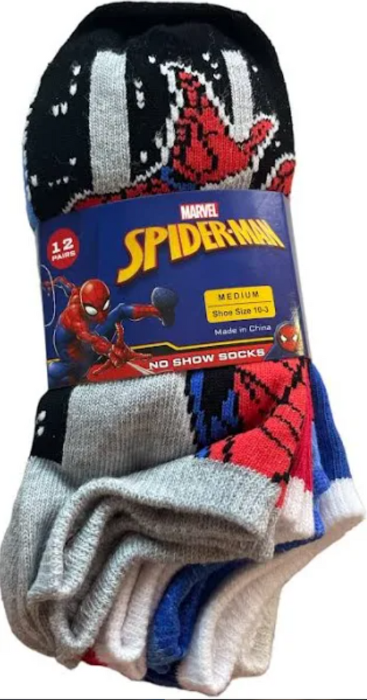 Marvel Toddler Youth Boy's Soft Stretch No Show Socks, Medium 12 Pack - Bellso