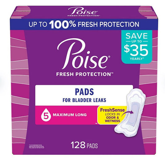 Poise Postpartum Incontinence Pads, Long, Max Absorbency - Bellso