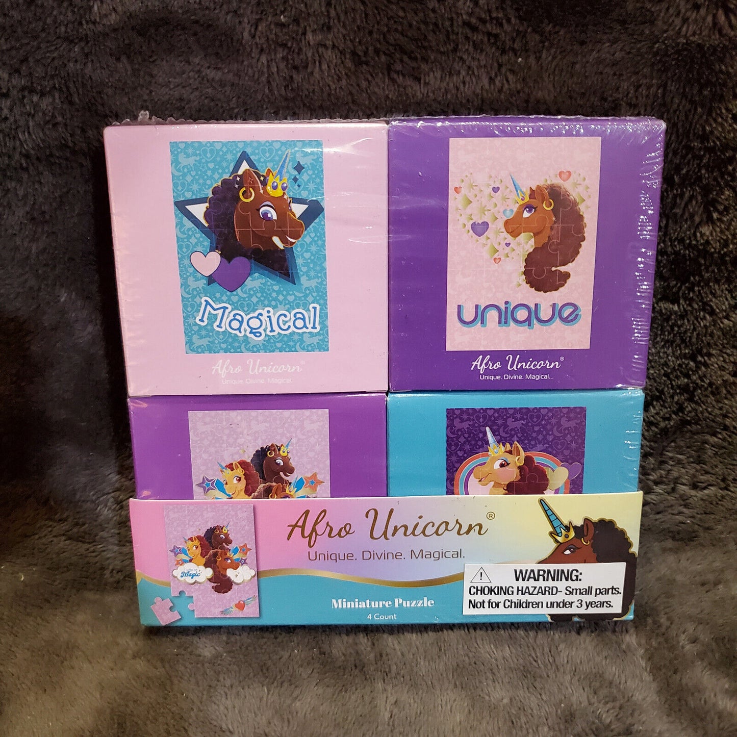 Afro Unicorn Miniature Puzzles 20 Pieces (4 Pack) - Bellso