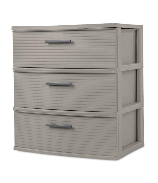 3 Drawer Wide Tower light Gray- Plastic Storage Drawers-27.00 - Bellso