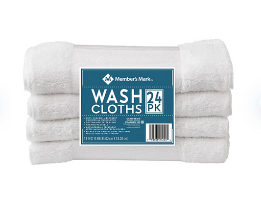 Member's Mark Hospitality Washcloths, White, 24-Pack - Bellso