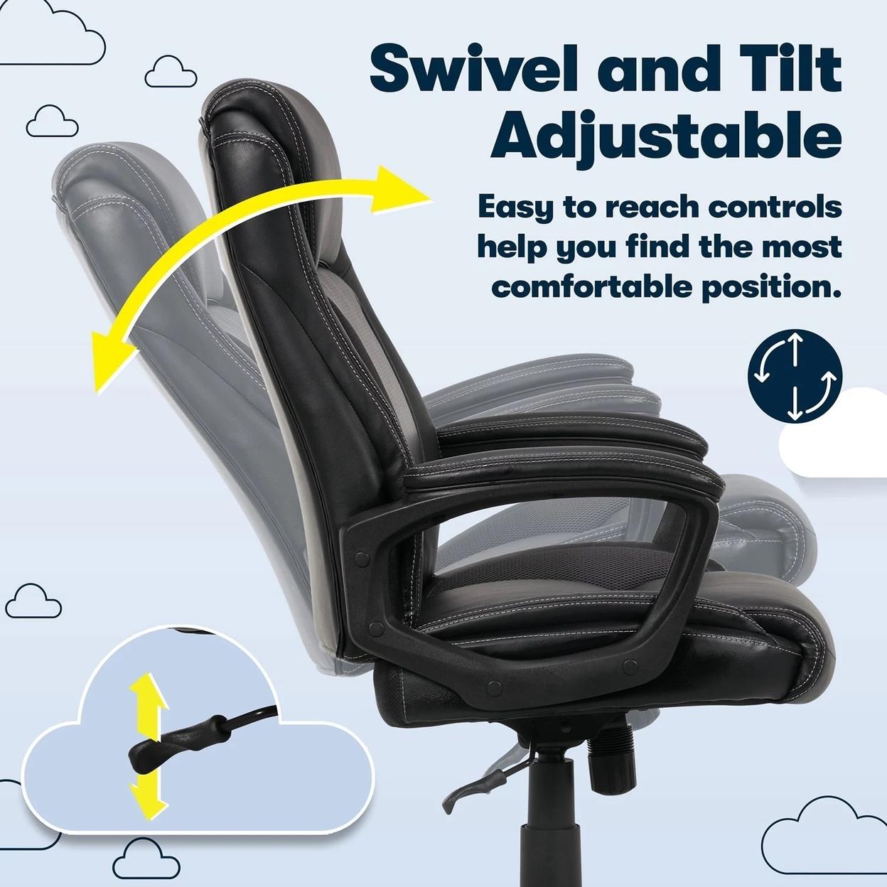 Serta Mid-Back Office Chair With Mesh Accents And Memory Foam Black - Bellso