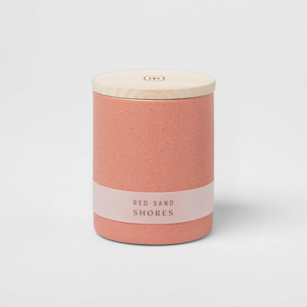 Matte Textured 6.4oz Ceramic Candle with Wooden Wick Red Sand Shores - Bellso