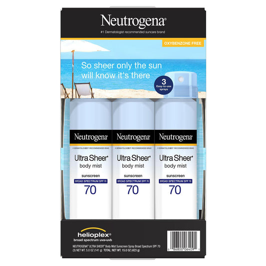 Neutrogena Ultra Sheer Body Mist Sunscreen Spray, SPF70 (5 oz - Bellso