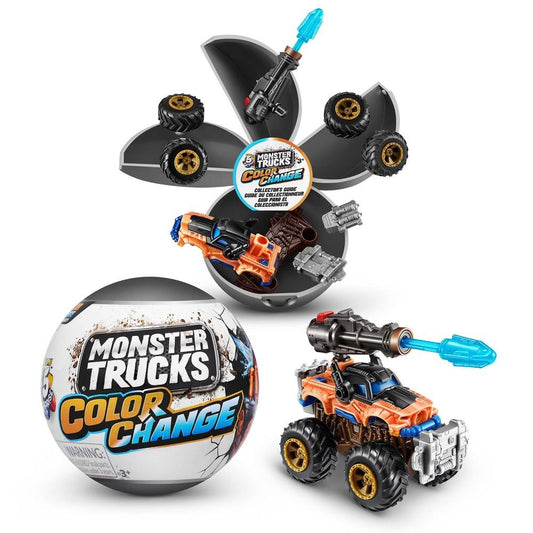 5 Surprise Monster Trucks Color Change Capsule with Mini Figures - Bellso
