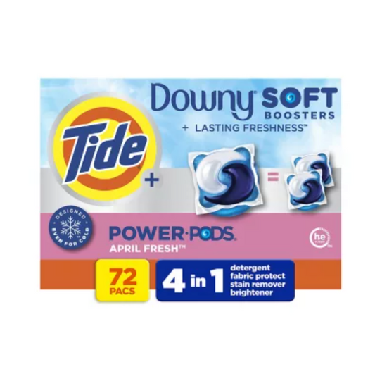 Tide Power PODs Downy Soft Boosters Laundry Detergent Pacs, April Fresh, 72 ct. - Bellso