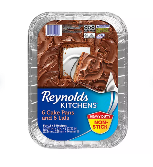 Reynolds Kitchens 13" x 9" Aluminum Cake Pans with Lids, 6 ct. - Bellso