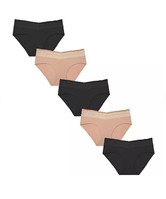 Warners Women’s 5-Pack No Pinching, No Problems Lace Waistband Hipster L 12/14 - Bellso