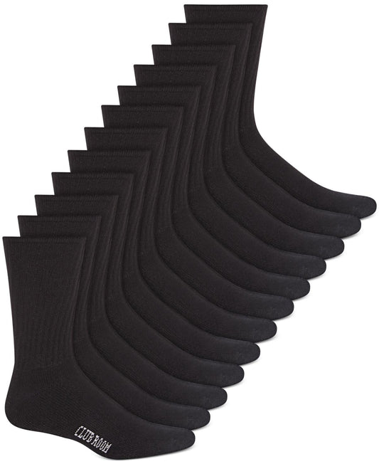 Club Room Men's Solid 12 Crew Socks black - Bellso