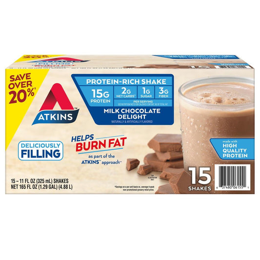 Atkins Milk Chocolate Ready to Drink Shake (15 Pack Ounce) - Bellso