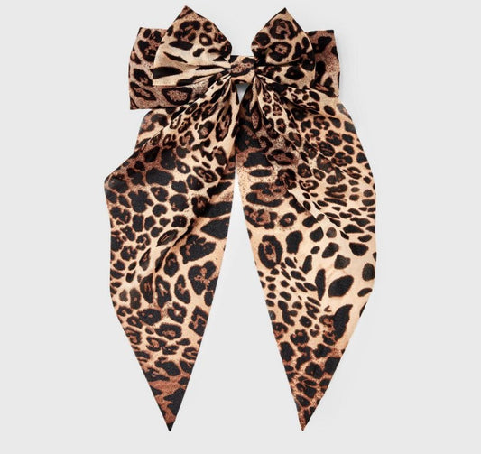 Satin Leopard Print Double Bow Hair Barrette - Wild Fable Brown -8.00 - Bellso