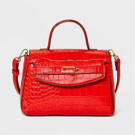 Crocodile Print Mini Top Handle Crossbody Bag - Bellso