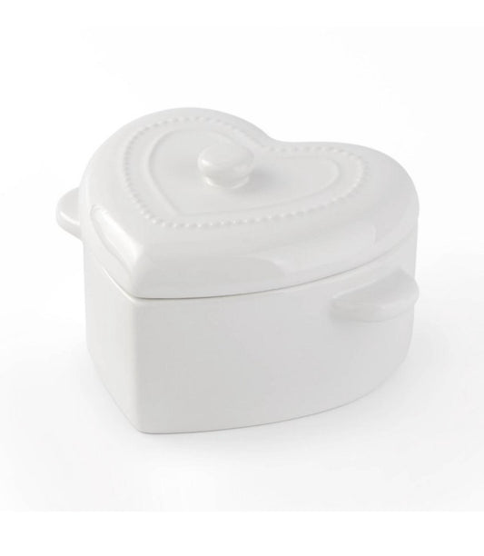 Target Bullseye Playground Valentines Day Heart Shaped Dutch Oven White Ceramic - Bellso