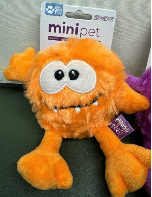Multipet Minipet 2 Plush Monster Small Dog Toy Orange & Purple - Bellso
