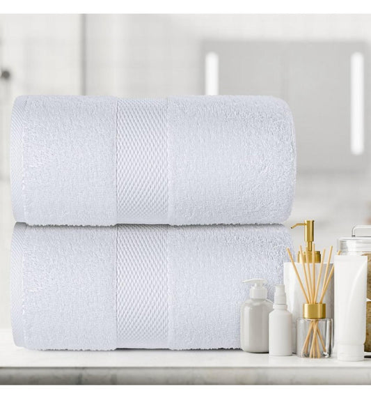 White Classic Luxury 100% huge Cotton Bath Sheets Set of 2 35x70" - Bellso