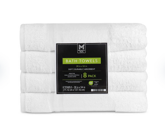 Member's Mark Commercial Hospitality Bath Towels, 8-Pack, White - Bellso