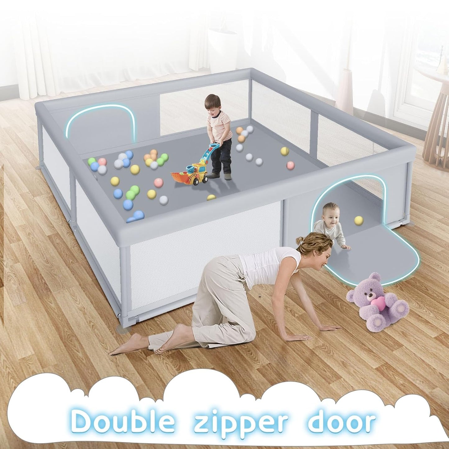 besuhot Large Baby Playpen 79x79 Inch, Playpens for Babies and Toddlers, Indoor & Outdoor - Bellso