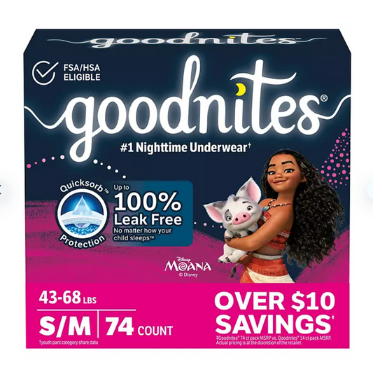 Goodnites Nighttime Bedwetting Underwear for Girls S/M 43-68lbs - Bellso