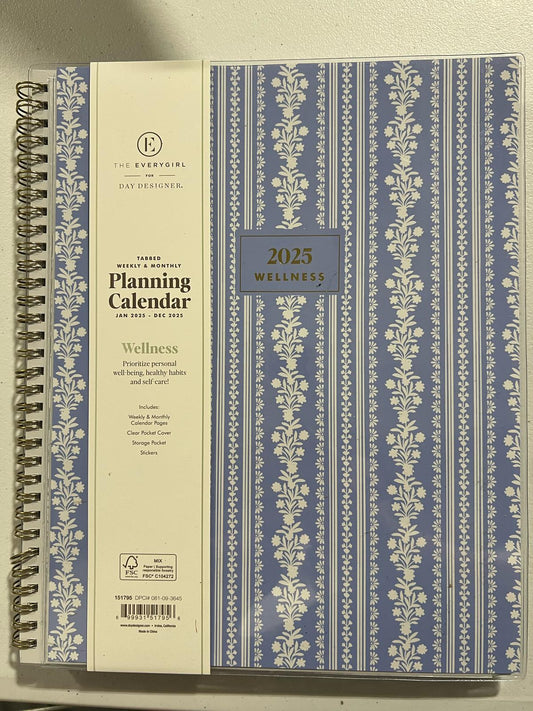 The Everygirl Wellness Planner January - December 2025 8.5"x11" Weekly/Monthly Blue - Bellso