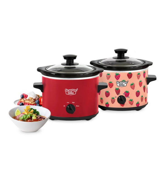 So Yummy by bella 2.0qt Twin Set Slow Cooker Red and Strawberry Pattern - Bellso