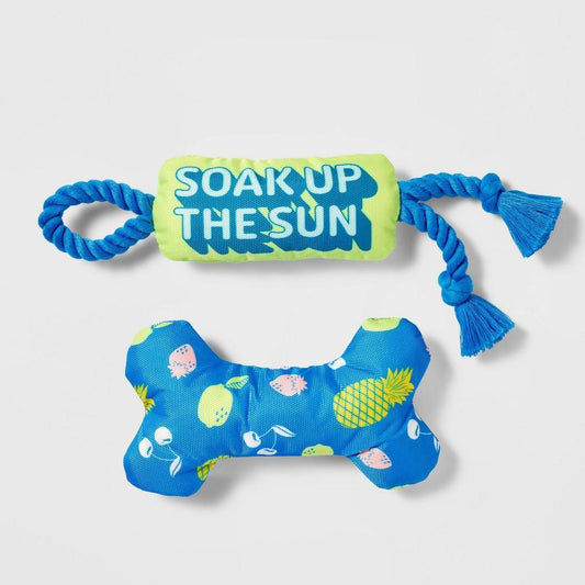 Bone and Soak Up Plush with Rope Dog Toy Set - 2pk - Bellso