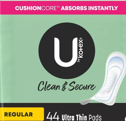 U by Kotex Clean & Secure Regular Ultra-Thin Maxi Pads - Unscented - 44ct - Bellso