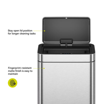 EKO Matte Stainless Steel Motion Sensor Kitchen Trash Can 13.2 Gallon
