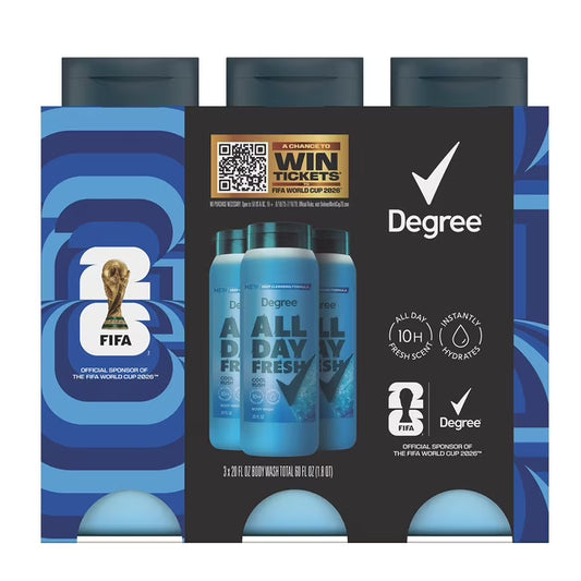 Degree All Day Fresh Body Wash Cool Rush Deep Cleansing, 20 fl. oz., 3 pk.