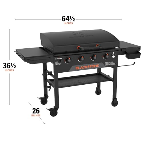 Blackstone 4 Burner 36" Original Omnivore Griddle with Hood Gas Grill #2322 Black: Propane Powered, Cast Iron Cooking Surface - Bellso