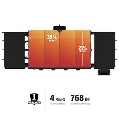Blackstone 4 Burner 36" Original Omnivore Griddle with Hood Gas Grill #2322 Black: Propane Powered, Cast Iron Cooking Surface - Bellso